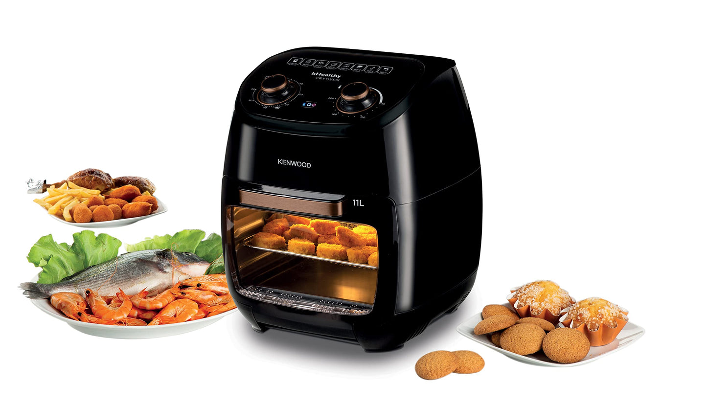 KENWOOD Digital Twin Air Fryer 1.7KG+1.7KG 4L+4L XXXL Capacity with DualZone Technology & Dual Frying Baskets for Frying, Grilling, Broiling, Roasting, Baking, Toasting & Reheating HFM75.000MB Black