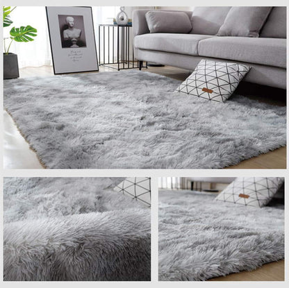 Tinyboy-hbq Area Rugs Shaggy Carpet for Living Room Bedroom Large Fluffy Carpet Modern Non-Slip Mat Multisize Rug Indoor Home Decor (Gray White, 80 x 120 cm)