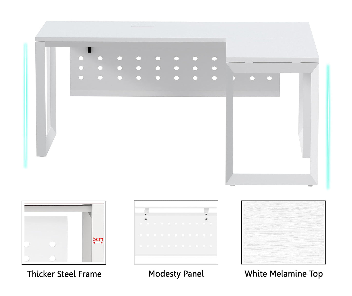 Mahmayi Vorm 136-18 White Modern Workstation Material-Melamine on MDF