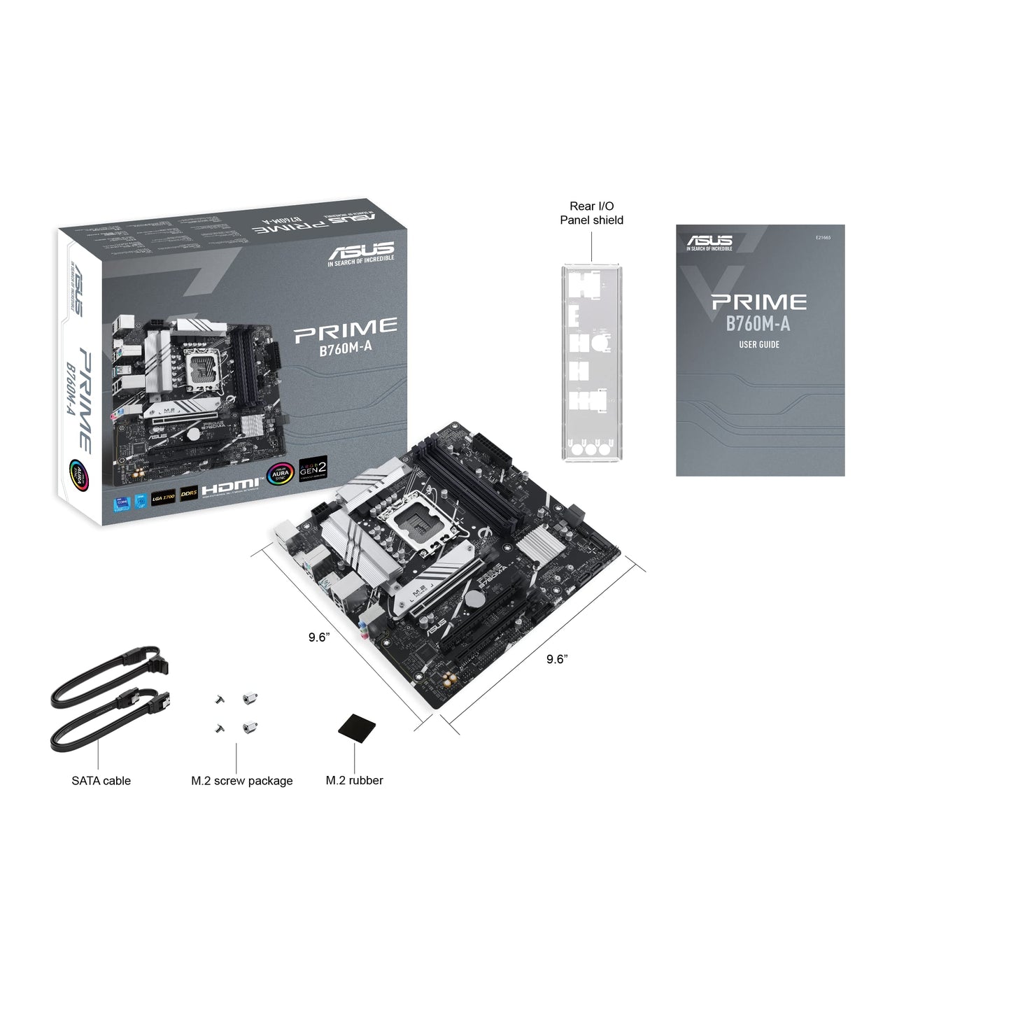 ASUS Prime B760M-A Intel® B760 (LGA 1700)(13th and 12th Gen) mATX Motherboard, PCIe 4.0,DDR5, Two M.2 Slots, Realtek 2.5Gb Ethernet, DisplayPort, Dual HDMI, SATA 6 Gbps, Aura Sync