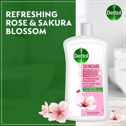 Dettol Skincare Handwash Liquid Soap Refill Rose & Sakura Blossom Fragrance 1Litre