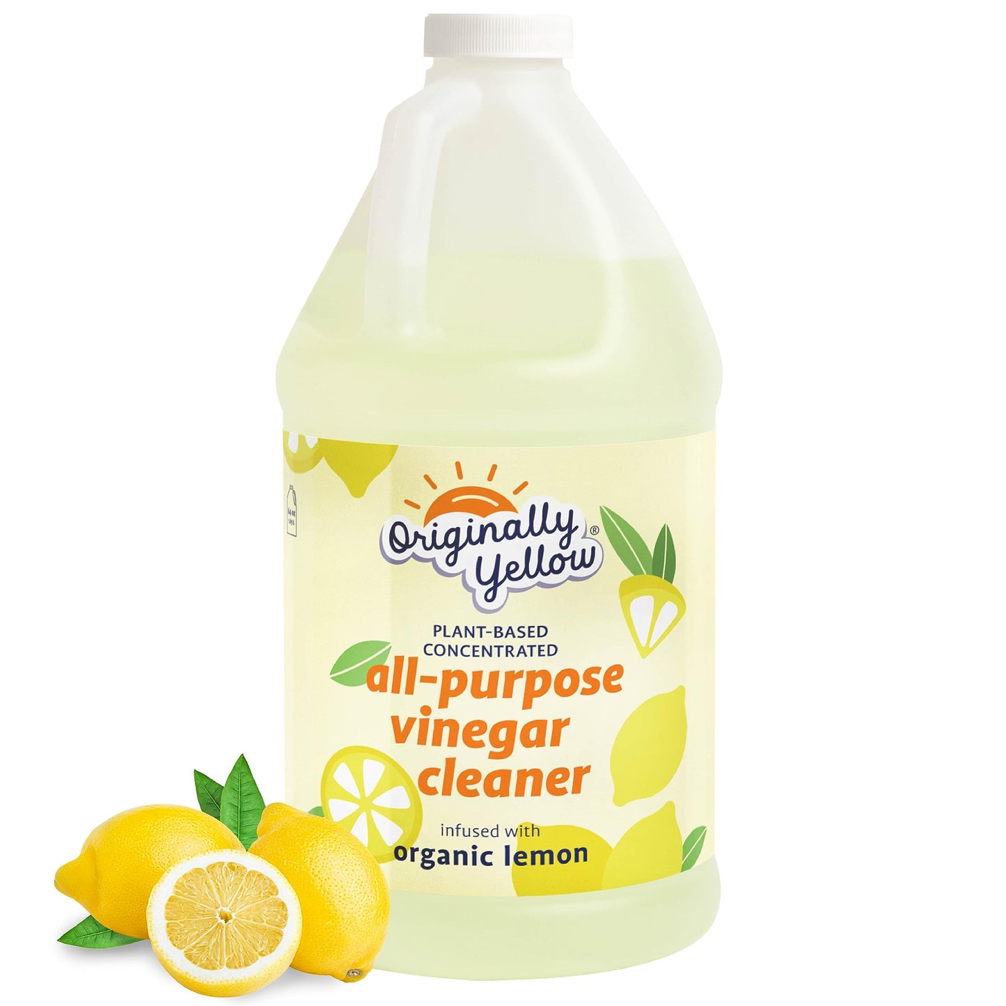 Originally Yellow All-Purpose Cleaning Vinegar for Home Floor Cleaning Solution with Distilled Vinegar | Infused with Organic Lemon | Plant-Based House Cleaning Supplies, 1.89 L (1-Pack)