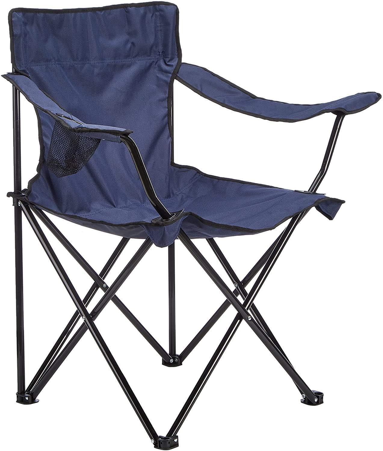 Rubik 2 Pieces Camping Chair with Carry Bag for Adults, Foldable Chairs with Armrests and Cup Holder for Outdoor Camp Beach Travel Picnic Hiking BBQs Garden (Navy Blue)