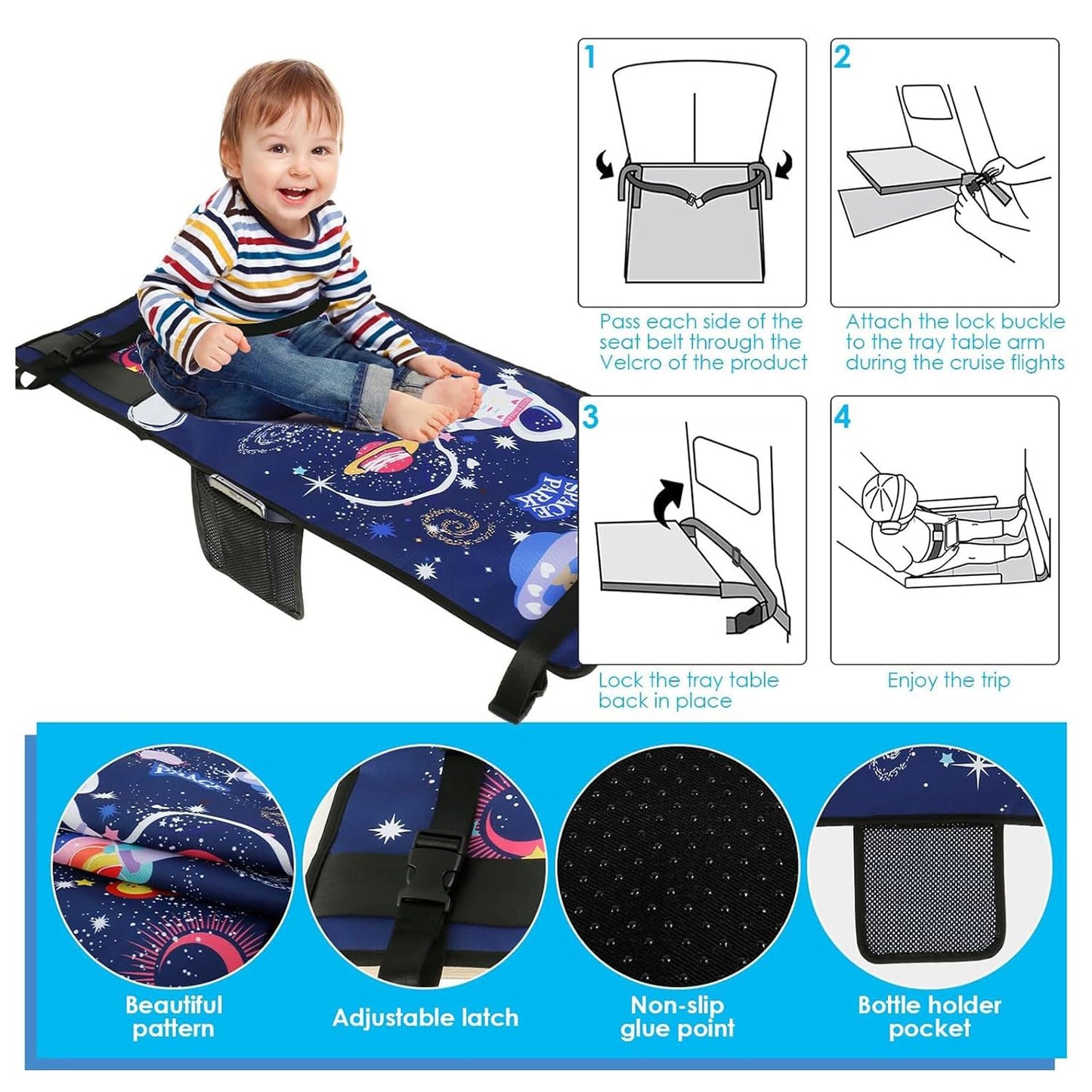 Bolivia's Toddler Airplane Travel Bed, Toddler Travel Bed, Lightweight Toddler Airplane Seat Extender, Portable Toddler Travel Bed Kids, Kids Airplane Travel Essentials Airplane Travel Accessories