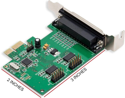 I/O Crest 2 Port Serial COM DB9 RS-232 and 1 Port DB25 Printer Lpt1 Port PCI-E 1.0 X1 Card WCH382 Chipset