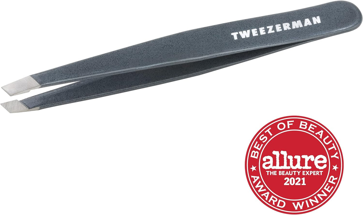 Tweezerman Stainless Steel Slant Tweezer - Eyebrow Tweezers for Women and Men (Neon Pink)