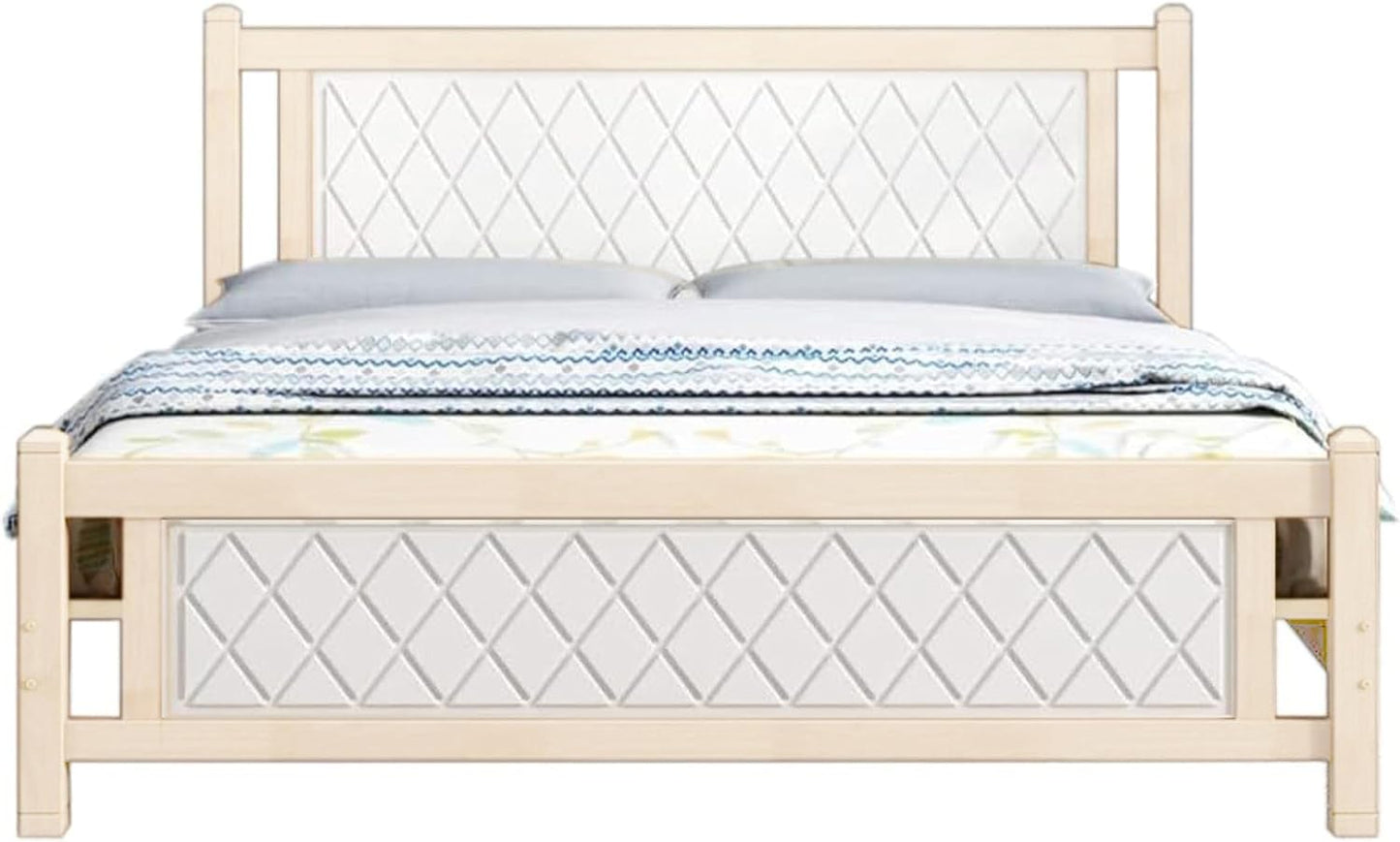 Karnak Home Brooklyn Comfortable Wooden Bed Strong And Sturdy Modern Design Bed Frame (Queen 150x190cm, White)