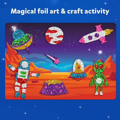 Skillmatics Art & Craft Activity - Foil Fun Space, No Mess Art for Kids, Craft Kits & Supplies, DIY Creative Activity, Gifts for Boys & Girls Ages 4, 5, 6, 7, 8, 9, Travel Toys