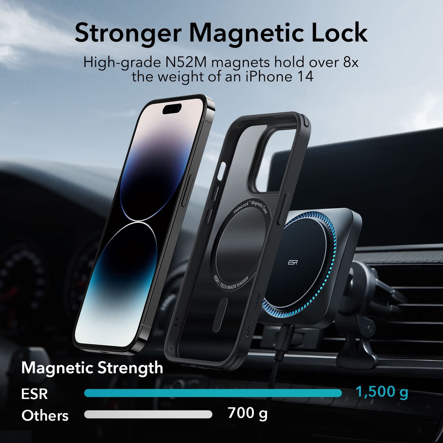 ESR for iPhone 14 Case/iPhone 13 Case, Compatible with MagSafe, Shockproof Military-Grade Protection, Magnetic Phone Case for iPhone 14/13, Classic Hybrid Case (HaloLock), Clear