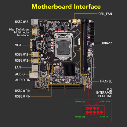 H110 Gaming Motherboard, LGA 1151 M ATX Gaming Motherboard Replacement for Desktop PC DIY, Dual Channel DDR4 SO DIMM, PCI E X16 Gen 3.0, SATA3.0 X 3,USB3.0 X 2,USB2.0 X 4