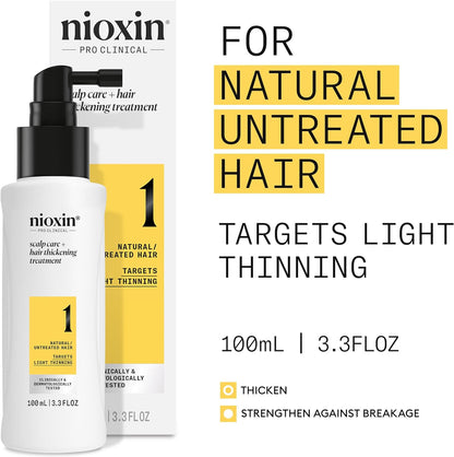 Nioxin System 1 Scalp & Hair Leave-In Treatment, Restore Hair Fullness, Prevent & Relieve Dry Scalp Symptoms, For Natural Hair with Light Thinning, 3.4 oz