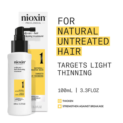 Nioxin System 1 Scalp & Hair Leave-In Treatment, Restore Hair Fullness, Prevent & Relieve Dry Scalp Symptoms, For Natural Hair with Light Thinning, 3.4 oz