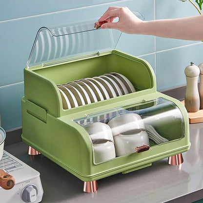 Dish Drying Rack,Plates,cutlery Storage Boxes,Dish Drainer Rack,Multi-Function Dish Rack,Drain Dish Rack With Cover,Dish Drainer Utensil Organizer For Kitchen,38 * 36.5 * 27cm