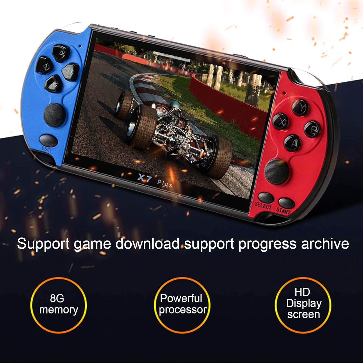 Labymos 5.1inch X7 Plus Video Game Console Handheld Game Players Double Rocker 8GB Memory Built in 1000 Games MP5 Game Controller