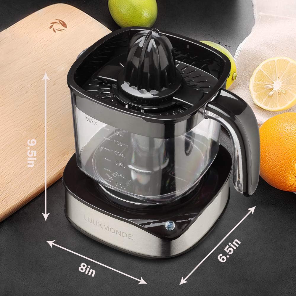 Electric Citrus Juicer 1.2L Large Volume, Orange Juicer with Powerful Motor and LED Working Lamp, Electric Lemon Squeezer for Orange Lemon Lime Grapefruit by LUUKMONDE