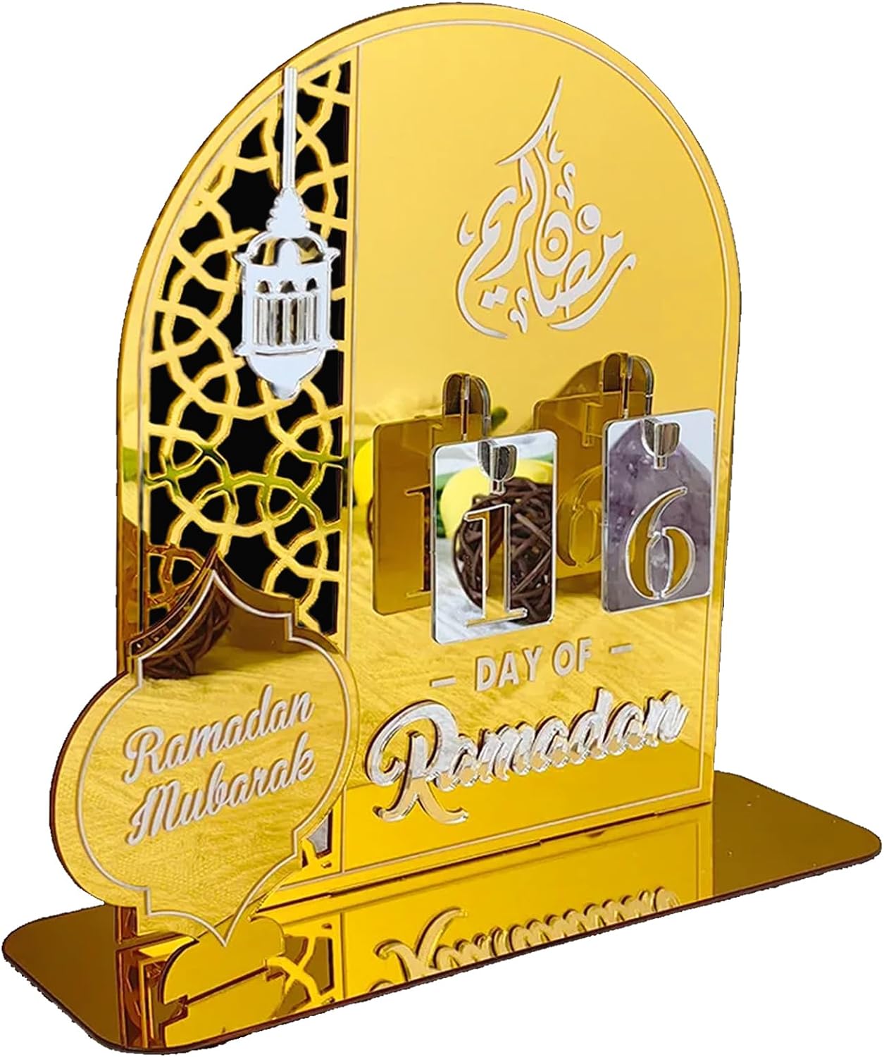 Ramadan Calendar Table Decorations Ramadan Countdown Acrylic Gifts Ramadan Kareem Decorations for Home Party Decor (Black)