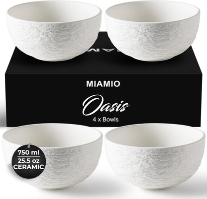 MIAMIO - 28 cm, Set of 4 Dinner Plates/Ceramic Plate Set, Crockery Set - Modern Plates, Microwave and Dishwasher Safe - Oasis Collection