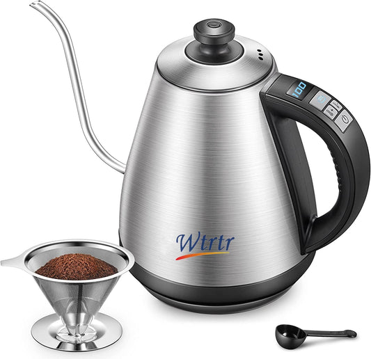 Gooseneck Kettle, Variable Temperature Control, Pour Over Electric Kettle for Coffee and Tea, 2200W , 1.0L, Keep Warm, Supplied with Pour Over Coffee Dripper (Temperature Control)