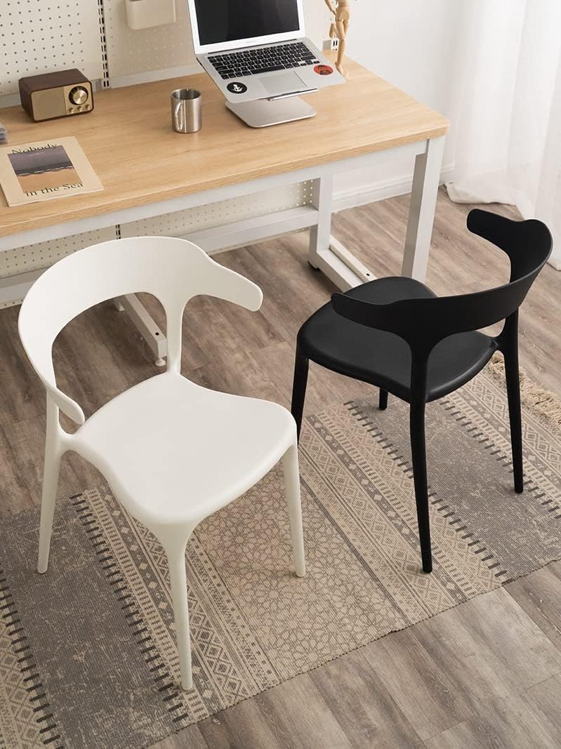 Modern Mid Century Premium Plastic Chair,Curved Back Dining Chairs For Kitchen Garden Lounge Meeting Room,1PCS (Black)