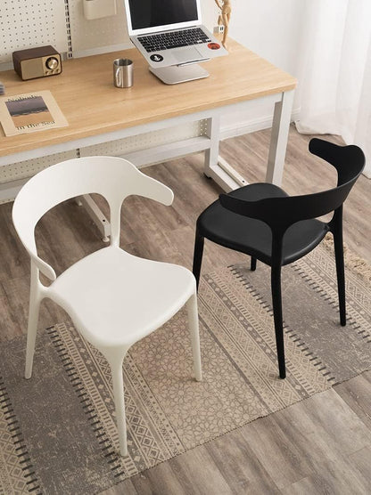 Modern Mid Century Premium Plastic Chair,Curved Back Dining Chairs For Kitchen Garden Lounge Meeting Room,1PCS (Black)