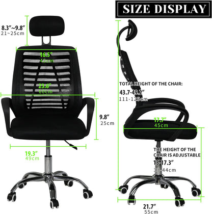 SKY-TOUCH SKY TOUCH Office Chair,Comfort Ergonomic Height Adjustable Desk Chair with Lumbar Support Backrest Black