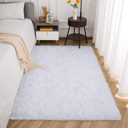 Tinyboy-hbq Area Rugs Shaggy Carpet for Living Room Bedroom Large Fluffy Carpet Modern Non-Slip Mat Multisize Rug Indoor Home Decor (Gray White, 80 x 120 cm)