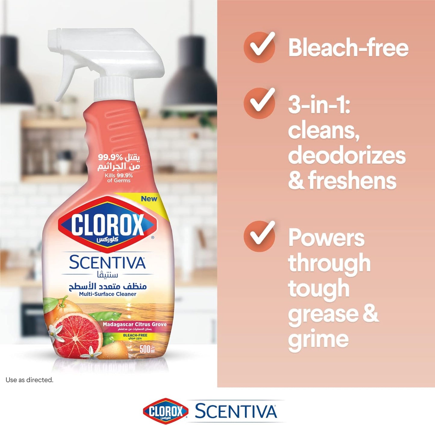 Clorox Multi-Surface Cleaner Scentiva Madagascar Citrus Grove 2 x 500ml