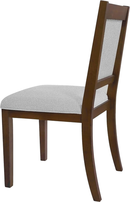 HomePop Open Back Upholstered Wood Frame Dining Chairs, Neutral Textured Solid (Set of 2)