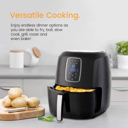 Pro Breeze Air Fryer 4.2L 1400W With Digital Display Timer And Fully Adjustable Temperature Control For Healthy Oil Free & Low Fat Cooking 4.2L Black