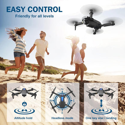 Wipkviey T27 Drone with Camera for Kids/Adults/Beginners RC Quadcopter Toys Gifts for Boys Girls with 18-24 Mins Flight Foldable Drone with 2 Modular Batteries and Carrying Case