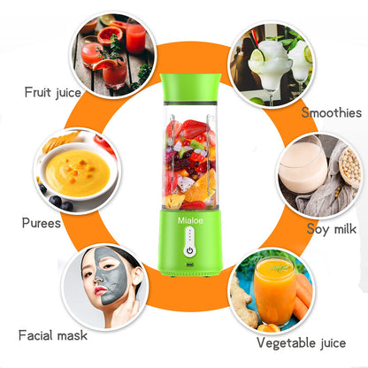 Portable 6 Blades in 3D Juicer Cup,Updated Version Rechargeable Juice Blender Magnetic Secure Switch Electric Fruit Mixer for Superb Mixing 380ml (blue), Large