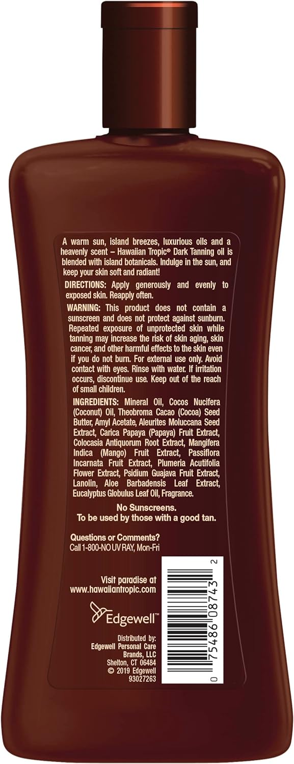 Hawaiian Tropic Dark Tanning Oil Original 8 Oz, Ounce (Pack Of 1)