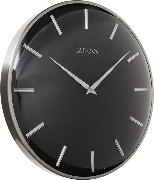 Bulova C4849 Metro Wall Clock, Satin Pewter Finish/Matte Black