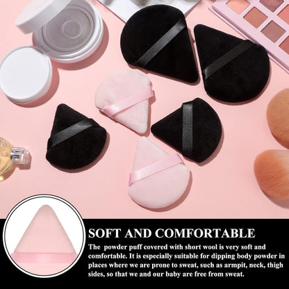 Maitys Powder Puff Face Triangle Makeup Puff for Loose Powder Soft Body Cosmetic Foundation Sponge Mineral Powder Wet Dry Makeup Tool (Black, White, Small) - 12 Count (Pack of 1)