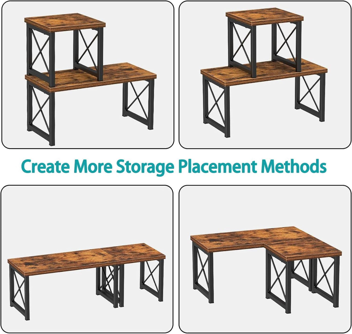 Desktop Shelf, Desktop Organizer Shelf, Freestanding Small Bookshelf Desk Shelf Organizer, 2 Tier Independent Stackable Desk Organizer, Desktop Office Storage Rack Display Shelf, Desk Hutch