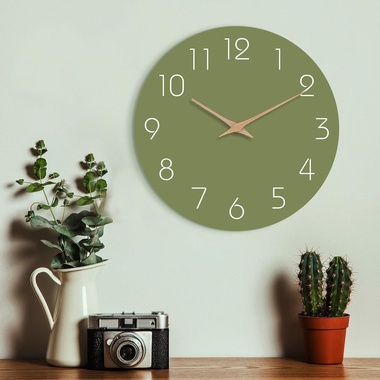 Mosewa Wall Clock 12 Inch Silent Non Ticking Wood Wall Clocks Battery Operated - Wooden White Modern Office Simple Minimalist Clock Decorative for Kitchen,Home,Bathroom,Living Room(12" White)