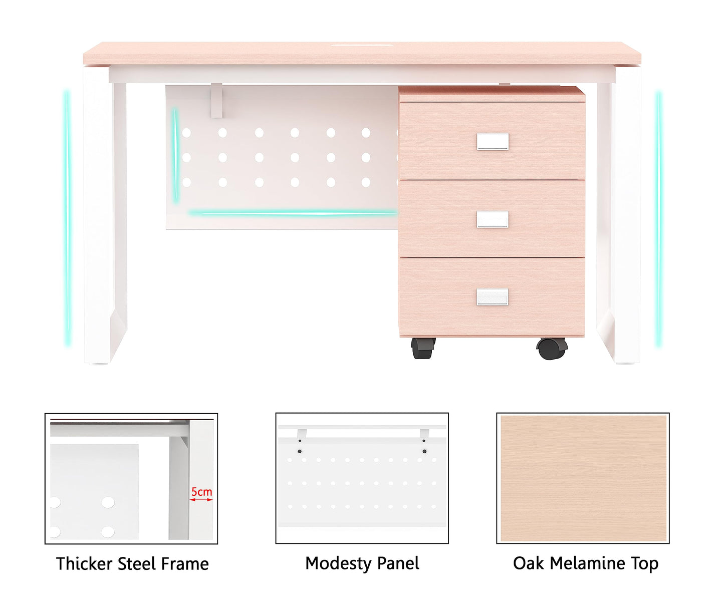 Mahmayi Vorm 136-18 White Modern Workstation Material-Melamine on MDF