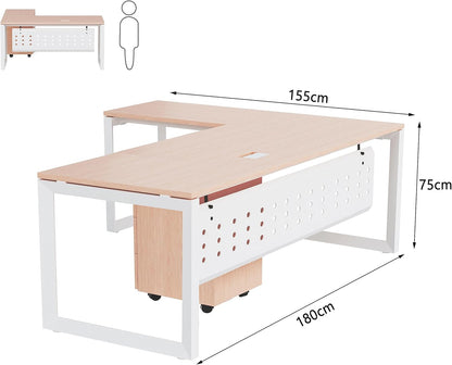 Mahmayi Vorm 136-18 White Modern Workstation Material-Melamine on MDF