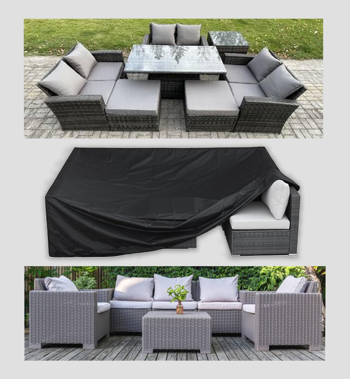 TOPIFY Waterproof Garden Patio Furniture Cover Set,(325 x208 x58) 210D Heavy Duty Oxford Fabric UV Resistant Protection for Rectangle Sofa Outdoor