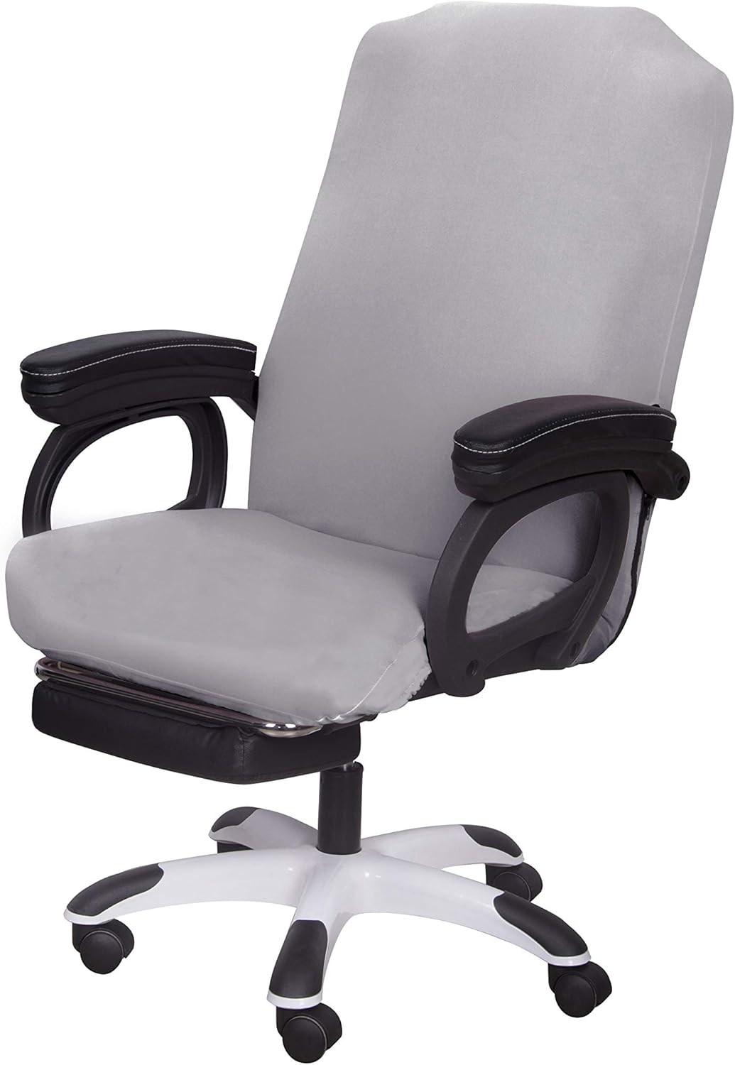 SARAFLORA Polyester Solid Stretch Washable Computer Chair Slipcovers for Universal Rotating for Boss, Office Chair (Large, Black)