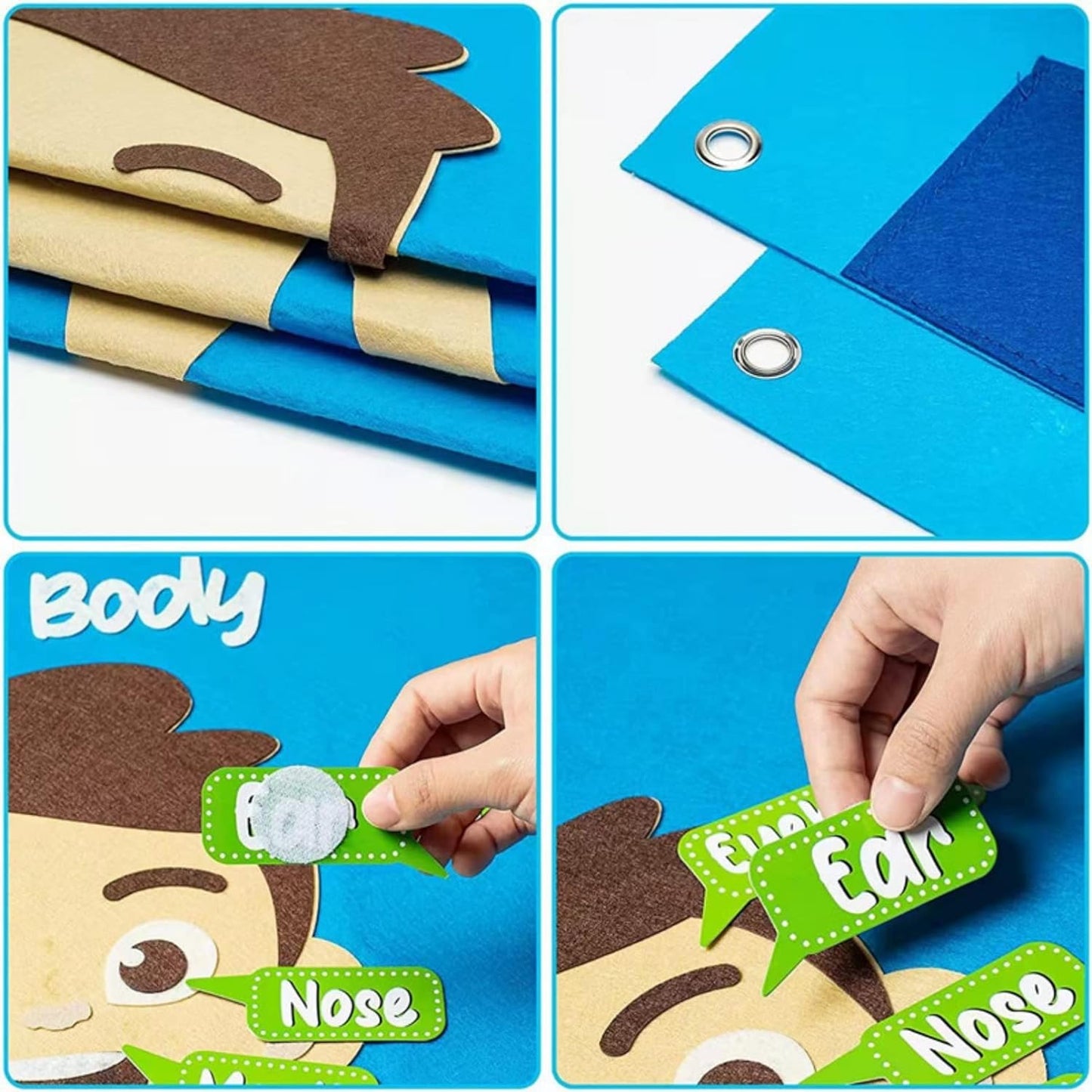 AM ANNA Educational Montessori Felt Body Sensory Learning Board, Body Parts Learning Felt Story Board Set,Children Interactive Toy Labeling Body Parts,Wall Hanging for Toddlers Kids