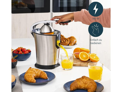 Princess Citrus Juicer Champion, 160 W, Professional Orange and Lemon Squeezer, Stainless Steel, Lever arm, Universal Cone for All Citrus Fruit, Non-drip system (exclusive)