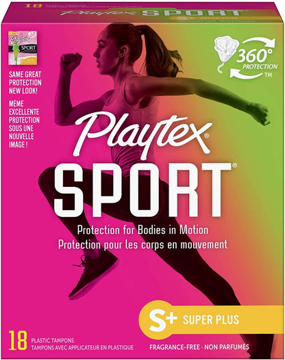 Playtex Tampon Playtex Sport Tampons - Super Plus Absorbency (12-15g) - Fragrance-Free - 18 Pieces