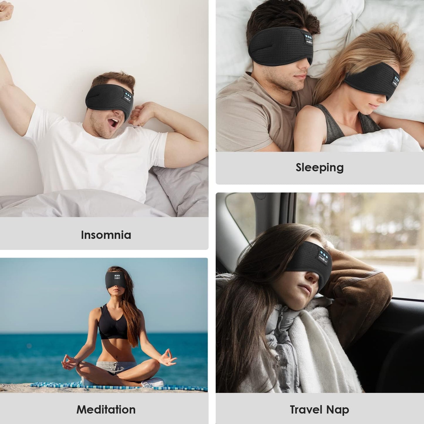 MUSICOZY Sleep Headphones Bluetooth Sleep Mask 3D Wireless Music Sleeping Headphones Headband Eye Mask Sleep Earbuds for Side Sleepers Mom Men Women with Speakers Cool Tech Gadgets Gifts