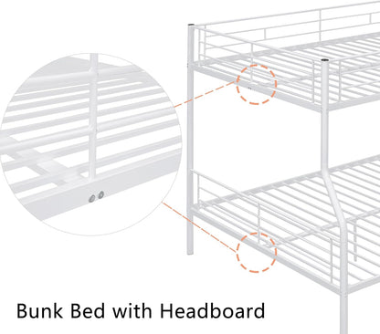 Bellemave Heavy Duty Bunk Bed for Adults, Twin XL Over Queen Bunk Beds with 2 Build in Ladder and Full Length Guardrail, Twin XL Over Queen Bunk Bed for Adults, Teens, Kids, No Box Spring Needed