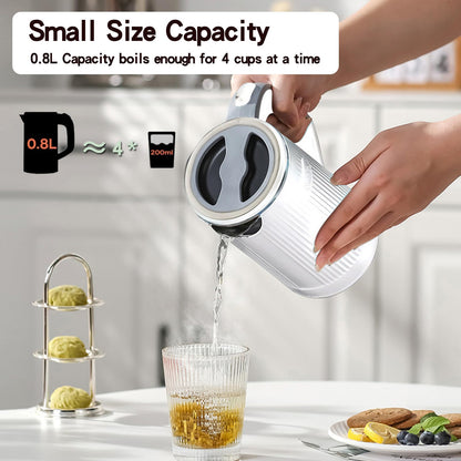 Enliansgo Electric Kettle-0.8L Portable Travel Kettle with Double Wall Construction, 304 Stainless Steel Interior, BPA-Free, Small Electric Kettle with Auto Shut-Off portable kettle(Black)