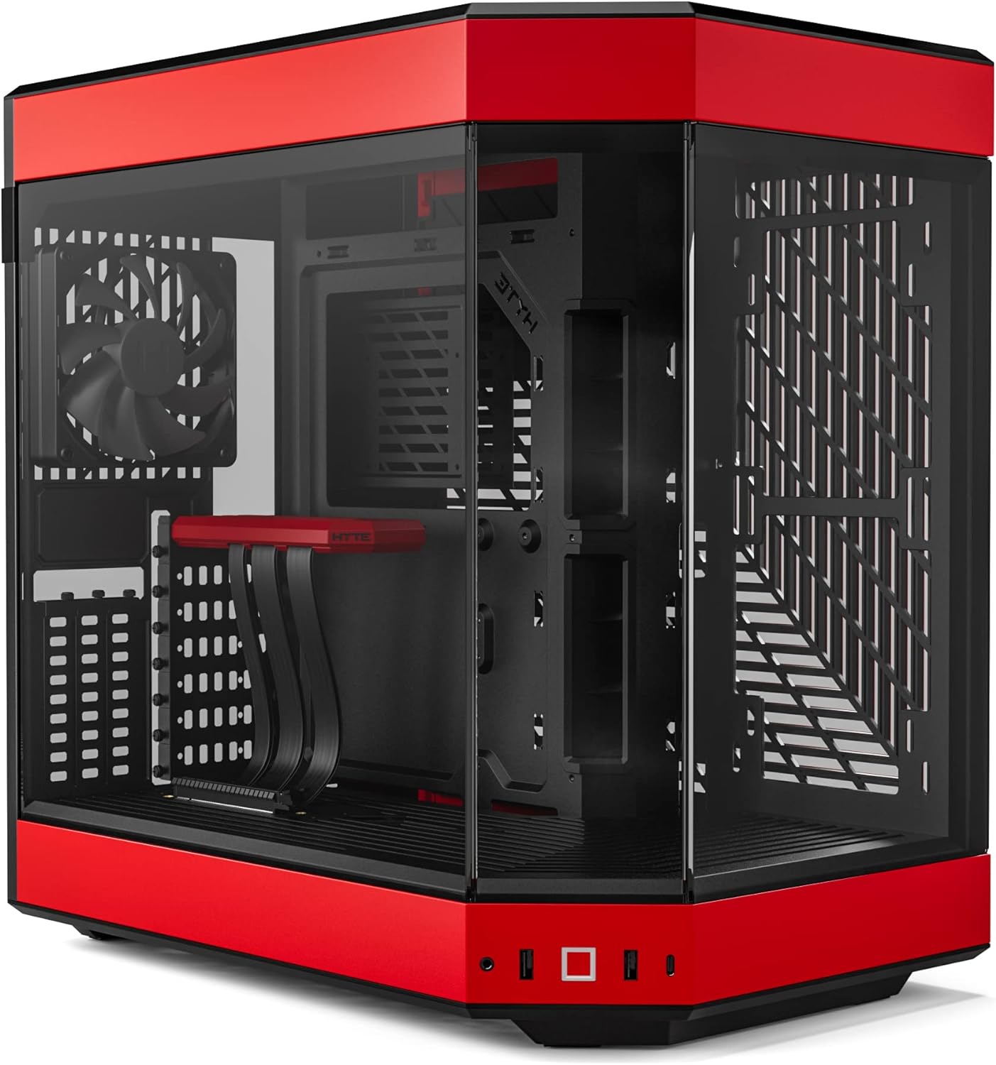 HYTE Y60 Modern Aesthetic Dual Chamber Panoramic Tempered Glass Mid-Tower ATX Computer Gaming Case with PCIE 4.0 Riser Cable Included, Red (CS-HYTE-Y60-BR)