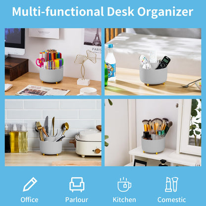 Marbrasse 3 Pcs Big Desk Organizer- Pen Organizer Storage for Office, School, Home Supplies, Translucent White Pen Storage Holder, High Capacity, Set of 3, 12 Compartments (White Big Pen Holder)