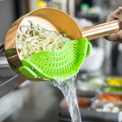 Clip on Strainer for pots pans, Snap'N Strainer Strain Made by FDA Approved, Heat Resistant Silicone, Easy to Use and Store,Dishwasher Safe