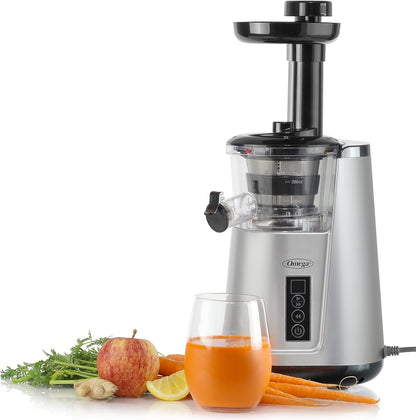 OMEGA Juicer Cold Press 365 Vertical Slow Masticating Extractor for Fruits and Vegetables, BPA Free, 65 RPM, 150 Watts, Silver